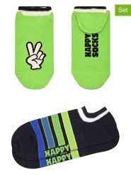 Happy Socks Skarpety (2 pary) w kolorze czarno-zielonym rozmiar: 41-46. Czarne skarpety Happy Socks, bez wzorów. Za 30.99 zł.