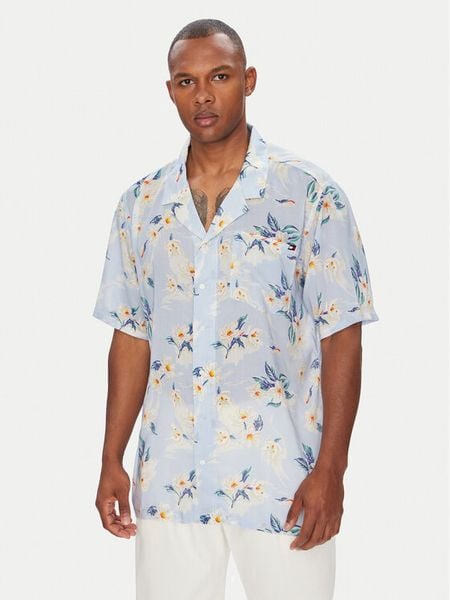 Tommy Hilfiger Koszula Bowling UM0UM03227 Błękitny Regular Fit. Niebieskie koszule Tommy Hilfiger, m, bez wzorów, z wiskozy, bez kołnierzyka, bez ramiączek. Za 199.99 zł.