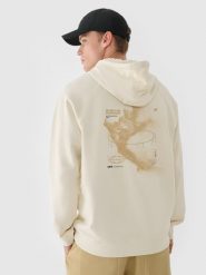 4F Bluza dresowa nierozpinana z kapturem męska - beżowa XL. Brązowe bluzy 4F, m, bez wzorów, z bawełny, z kapturem. W wyprzedaży za 59.99 zł.
