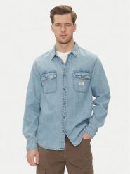 Guess Jeans Koszula jeansowa M5GH56 D5M82 Niebieski Regular Fit. Niebieskie koszule Guess Jeans, m, z aplikacjami, z bawełny, bez kołnierzyka, bez ramiączek. Za 239.99 zł.