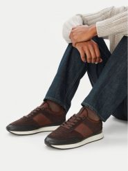 Calvin Klein Sneakersy Retro Runner Sock Laceup Mix HM0HM02305 Brązowy. Brązowe buty sportowe casual CALVIN KLEIN, bez wzorów, ze skóry, bez zapięcia. Za 449.99 zł.