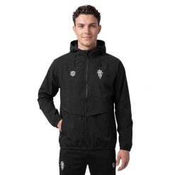 Męska piłkarska kurtka przeciwdeszczowa Siroko RSG Rain Jacket Coach U. Czarne kurtki SIROKO, l, bez wzorów, z elastanu, bez kaptura. Za 205.60 zł.