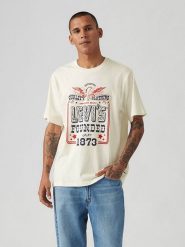 Levi's Koszulka w kolorze kremowym ze wzorem rozmiar: XS. Brązowe bezrękawniki Levi's®, s, bez wzorów, z bawełny, bez kołnierzyka, bez ramiączek. Za 61.60 zł.