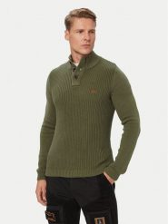 Aeronautica Militare Sweter 262MA1572UL00409 Khaki Regular Fit. Brązowe swetry rozpinane Aeronautica Militare, m, bez wzorów, z bawełny, bez kołnierzyka, bez ramiączek. Za 664.99 zł.