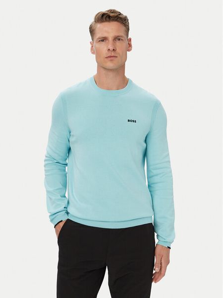 BOSS Sweter KN_Ever-X CN 50556145 Niebieski Regular Fit. Niebieskie swetry rozpinane Boss, l, bez wzorów, z bawełny, bez kołnierzyka, bez ramiączek. Za 599.99 zł.