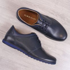 Półbuty męskie skórzane granatowe Gregor - granatowy. Eleganckie półbuty Gregor. Za 125.00 zł.