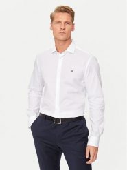 Tommy Hilfiger Koszula MW0MW38347 Biały Slim Fit. Białe koszule Tommy Hilfiger, m, bez wzorów, z bawełny, bez kołnierzyka, bez ramiączek. Za 369.99 zł.