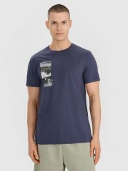 4F T-shirt regular z nadrukiem męski - szary XXL. Szare t-shirty 4F, m, bez wzorów, z bawełny, bez kołnierzyka, bez ramiączek. Za 59.99 zł.