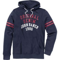 Bluza z kapturem Regular Fit bonprix ciemnoniebiesko-pomarańczowo-czerwony. Bluzy z kapturem marki bonprix, m, z nadrukiem, z kapturem. Za 89.99 zł.