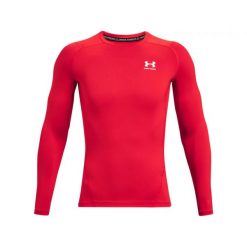 Koszulka męska termoaktywna UNDER ARMOUR HeatGear długi rękaw. Czerwone bielizna termoaktywna Under Armour, m, bez wzorów, bez ramiączek, do biegania. Za 119.99 zł.