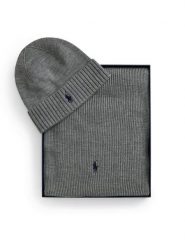 Polo Ralph Lauren Zestaw szalik i czapka 710951146004 Szary ciemny. Szare czapki zimowe Polo Ralph Lauren, bez wzorów, z wełny. Za 859.99 zł.