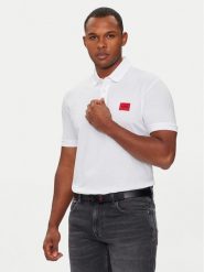 Hugo Polo Dereso222 50466202 Biały Slim Fit. Białe koszulki polo Hugo, m, bez wzorów, z bawełny, bez kołnierzyka, bez ramiączek. Za 239.99 zł.