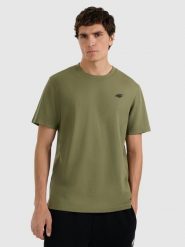 4F T-shirt regular gładki męski - khaki 3XL. Brązowe t-shirty 4F, m, bez wzorów, bez kołnierzyka, bez ramiączek. Za 49.99 zł.