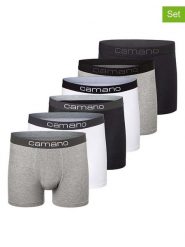 Camano Bokserki (6 par) w kolorze biało-czarno-szarym rozmiar: XL. Białe bokserki camano, xl, bez wzorów. Za 125.45 zł.