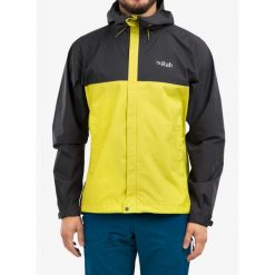 Kurtka przeciwdeszczowa męska Rab Downpour Eco Jacket. Żółte kurtki RAB, m, bez wzorów, bez kaptura. Za 465.84 zł.