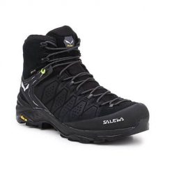 Buty trekkingowe męskie Salewa MS Alp Trainer 2 Mid Gtx. Czarne buty turystyczne Salewa, bez wzorów, z gore-texu, za kostkę, bez zapięcia, trekkingowe, gore-tex. Za 866.45 zł.