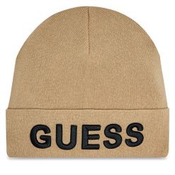 Czapka Guess. Brązowe czapki zimowe Guess, z aplikacjami. Za 189.99 zł.