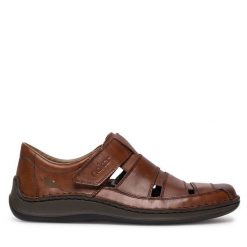 Półbuty Rieker. Brązowe eleganckie półbuty Rieker, bez wzorów, bez obcasa, bez zapięcia. Za 389.99 zł.