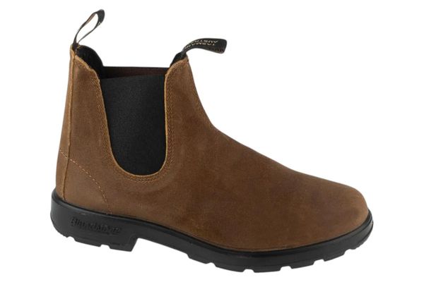 Sztyblety , Chelsea Boot. Brązowe sztyblety Blundstone, bez wzorów, z materiału, bez obcasa, bez zapięcia. Za 819.99 zł.