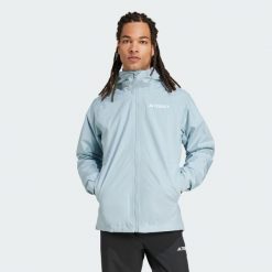 Kurtka Terrex Multi 2L RAIN.RDY. Niebieskie kurtki przeciwdeszczowe Adidas, l, bez wzorów, z materiału, bez kaptura. W wyprzedaży za 367.00 zł.