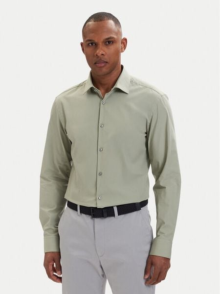 HUGO Koszula Kenno 50289499 Zielony jasny Slim Fit. Zielone koszule Hugo, m, bez wzorów, z bawełny, bez kołnierzyka, bez ramiączek. Za 208.99 zł.