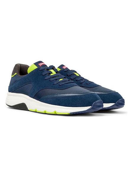 Camper Skórzane sneakersy w kolorze niebiesko-żółtym rozmiar: 44. Niebieskie buty sportowe casual Camper, bez wzorów, z materiału, bez zapięcia. Za 398.77 zł.