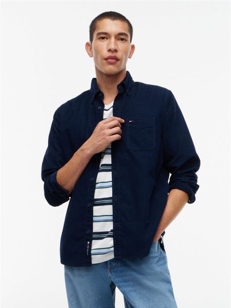 Tommy Jeans koszula z sztruksu Mężczyźni Regular Fit Bawełna niebieski, XXL. Niebieskie koszule Tommy Jeans, m, bez wzorów, z bawełny, bez kołnierzyka, bez ramiączek. Za 349.95 zł.