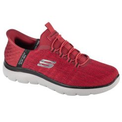 Buty sportowe Sneakersy męskie, Slip-Ins: Summits - Key Pace. Czerwone buty sportowe casual Skechers, bez wzorów, bez zapięcia. Za 379.99 zł.