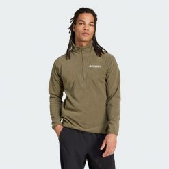 Kurtka Multi Essentials 1/2 Zip Fleece. Brązowe kurtki Adidas, uniwersalny, bez wzorów, z materiału, bez kaptura. Za 179.00 zł.