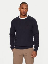 Tommy Hilfiger Sweter MW0MW37400 Granatowy Slim Fit. Niebieskie swetry rozpinane Tommy Hilfiger, l, bez wzorów, z bawełny, bez kołnierzyka, bez ramiączek. Za 419.99 zł.