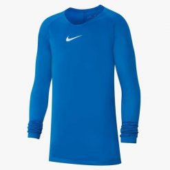 Koszulka Termoaktywna Juniorska Nike First Layer. Białe bielizna termoaktywna Nike, bez wzorów, bez ramiączek, do piłki nożnej. Za 89.99 zł.