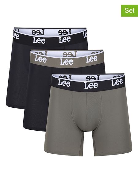 LEE Underwear Bokserki (3 pary) "Hale" w kolorze czarno-oliwkowym rozmiar: XL. Brązowe bokserki LEE Underwear, xl, bez wzorów. Za 65.69 zł.