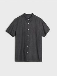 Bawełniana koszula z krótkim rękawem - szary. Szare koszule Sinsay, l, bez wzorów, z bawełny, bez kołnierzyka, bez ramiączek. Za 49.99 zł.