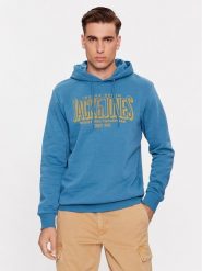 Jack&Jones Bluza 12251306 Niebieski Standard Fit. Niebieskie bluzy Jack&Jones, m, bez wzorów, z bawełny, bez kaptura. Za 99.99 zł.