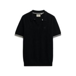 Polo Superdry Johnny. Czarne koszulki polo sportowe Superdry, m, bez wzorów, bez kołnierzyka, bez ramiączek. Za 284.00 zł.