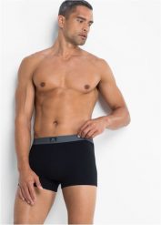 Bokserki (3 pary). Czarne bokserki bonprix, l, bez wzorów. Za 64.99 zł.