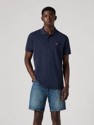 Levi's Koszulka polo w kolorze granatowym rozmiar: L. Niebieskie koszulki polo Levi's®, l, bez wzorów, z bawełny, bez kołnierzyka, bez ramiączek. Za 143.90 zł.