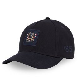 Czapka z daszkiem Tommy Hilfiger. Niebieskie czapki z daszkiem Tommy Hilfiger, bez wzorów. Za 269.99 zł.