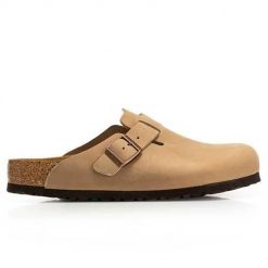 Klapki męskie Birkenstock Boston BS Tabacco Brown. Brązowe klapki Birkenstock, z materiału. Za 872.00 zł.