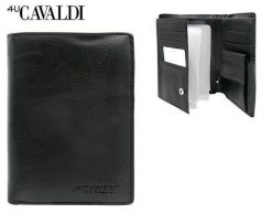 Portfel męski Cavaldi M302-PU czarny. Czarne portfele 4U Cavaldi, bez wzorów, ze skóry ekologicznej. Za 50.00 zł.