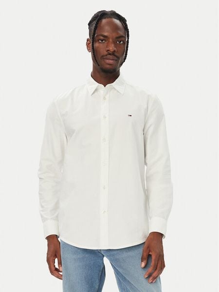 Tommy Jeans Koszula DM0DM23513 Biały Regular Fit. Białe koszule Tommy Jeans, m, bez wzorów, z bawełny, bez kołnierzyka, bez ramiączek. Za 289.99 zł.