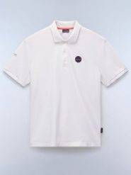 NAPAPIJRY Koszulka polo "Badge" w kolorze białym rozmiar: L. Białe koszulki polo NAPAPIJRY, l, bez wzorów, z bawełny, bez kołnierzyka, bez ramiączek. Za 131.74 zł.