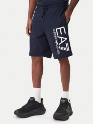 EA7 Emporio Armani Szorty sportowe 7M001414 AF22266 UB102 Granatowy Regular Fit. Niebieskie krótkie spodenki sportowe EA7 Emporio Armani, m, bez wzorów, z bawełny. Za 409.99 zł.