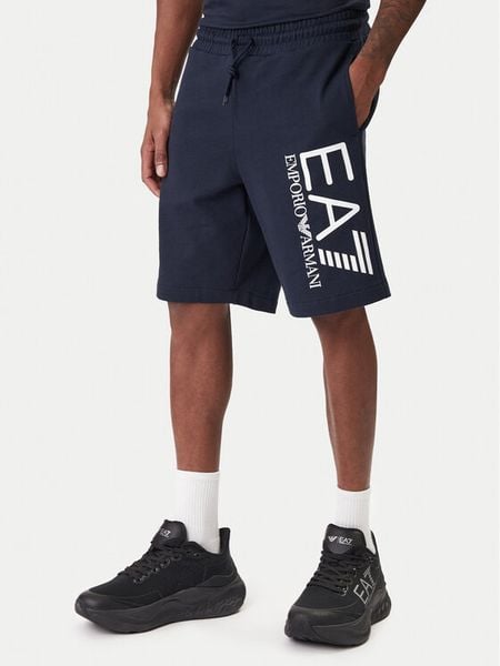 EA7 Emporio Armani Szorty sportowe 7M001414 AF22266 UB102 Granatowy Regular Fit. Niebieskie krótkie spodenki sportowe EA7 Emporio Armani, m, bez wzorów, z bawełny. Za 409.99 zł.