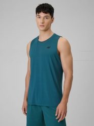 4F Koszulka treningowa regular szybkoschnąca męska - czerwona L. Czerwone bezrękawniki 4F, l, bez wzorów, bez kołnierzyka, bez ramiączek. Za 69.99 zł.