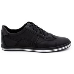 Polbut Buty męskie casual 1801L czarne. Czarne buty sportowe casual na jesień, bez wzorów, z jeansu, bez zapięcia. Za 319.69 zł.