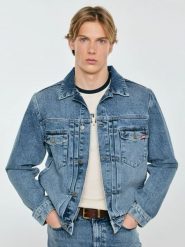 Kurtka męska jeansowa niebieska Justin 385. Niebieskie kurtki BIG STAR, l, bez wzorów, z denimu, bez kaptura. Za 379.99 zł.