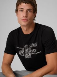 4F T-shirt regular z nadrukiem męski - czarny XXL. Czarne t-shirty 4F, m, bez wzorów, z bawełny, bez kołnierzyka, bez ramiączek. Za 69.99 zł.