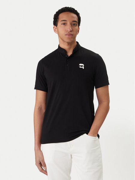 KARL LAGERFELD Polo 745022 562224 Czarny Regular Fit. Czarne koszulki polo KARL LAGERFELD, m, bez wzorów, z bawełny, bez kołnierzyka, bez ramiączek. Za 429.99 zł.