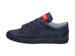 Granatowe Polskie półbuty męskie Polbut 2106. Niebieskie buty sportowe casual Polbut, bez wzorów, z materiału, bez obcasa, bez zapięcia. Za 259.00 zł.